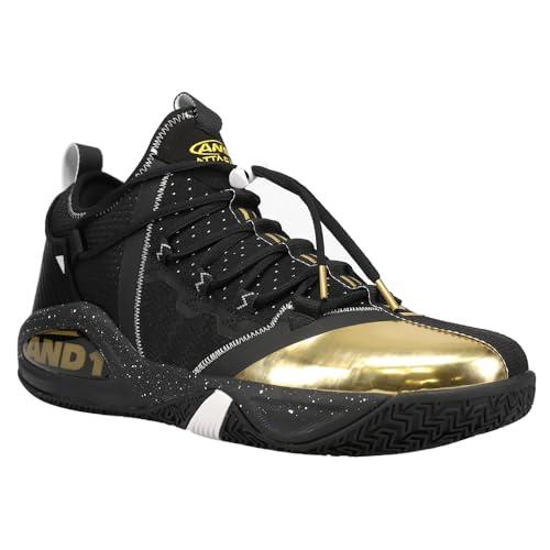 最高の品質の AND1 Attack 2.0 Men’s Basketball Shoes， Indoor or Outdoor， Street or Court - Black/White Trim/Yellow， 10.5 Medium