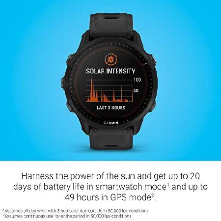 Garmin Forerunner(R) 955 Solar, GPS Running Smartwatch with Solar Charging Capabilities, Tailored to Triathletes, Long-Lasting Battery, Black - 010-02の画像