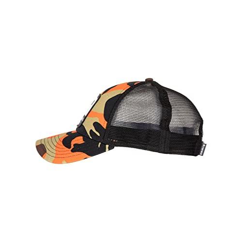 Simms Bass Patch Trucker Hat, Snapback Cap with Fish, Woodland Camo Flame｜awa-outdoor｜03