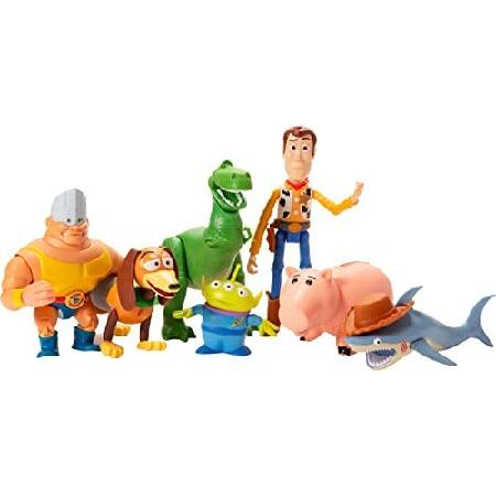 Mattel (マテル) ディズニーとピクサー トイストーリー 7体セット アクションフィギュア ウッディ スリンキー レックス ハム エイリアン ロッキー シャーク付き_2