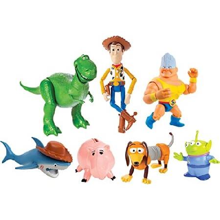 Mattel (マテル) ディズニーとピクサー トイストーリー 7体セット アクションフィギュア ウッディ スリンキー レックス ハム エイリアン ロッキー シャーク付き_3