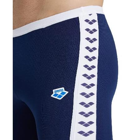 ARENA Men's Standard Performance Icons Solid Swim Jammer， Navy/White， 38_2