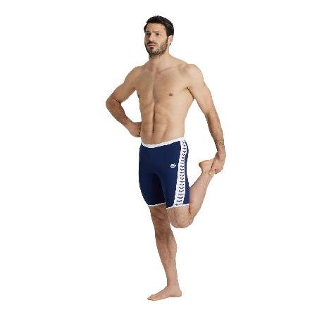 ARENA Men's Standard Performance Icons Solid Swim Jammer， Navy/White， 38_5