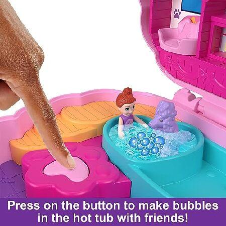 Polly Pocket Groom ＆ Glam Poodle Compact Playset with 2 Micro Dolls ＆ 12 Accessories， Including 2 with Color Change