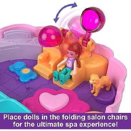 Polly Pocket Groom ＆ Glam Poodle Compact Playset with 2 Micro Dolls ＆ 12 Accessories， Including 2 with Color Change