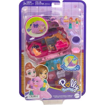 Polly Pocket Groom ＆ Glam Poodle Compact Playset with 2 Micro Dolls ＆ 12 Accessories， Including 2 with Color Change