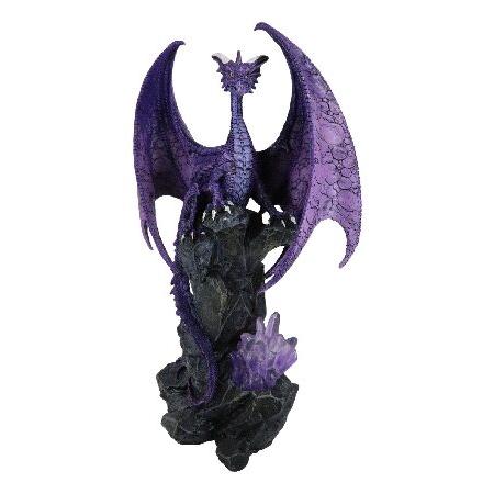 Ebros Gift Lサイズ Hoarfrost Twilight Dragon Guarding LED ナイトライト クリスタルエレメント 像 高さ18インチ Ruth Thompson Dungeons and Dragons 中世ルの画像