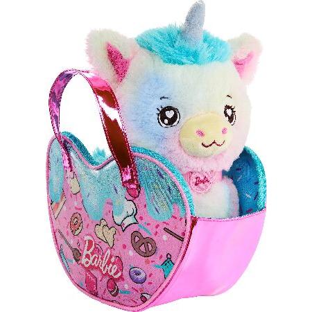 Barbie Plush Toy Set， Unicorn Stuffed Animal with Dessert-Themed Purse ＆ 5 Accessories， Chef Pet Adventure_1