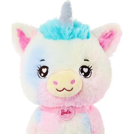 Barbie Plush Toy Set， Unicorn Stuffed Animal with Dessert-Themed Purse ＆ 5 Accessories， Chef Pet Adventure_3