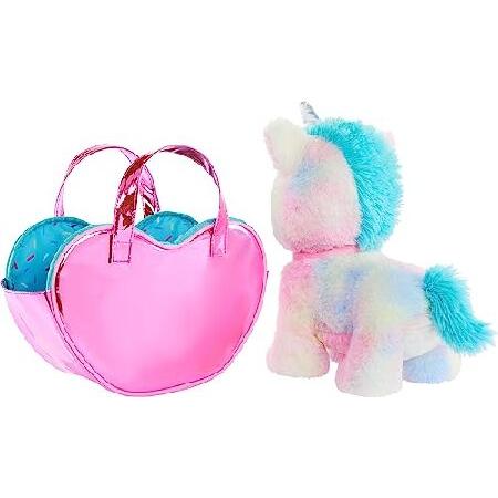 Barbie Plush Toy Set， Unicorn Stuffed Animal with Dessert-Themed Purse ＆ 5 Accessories， Chef Pet Adventure_4