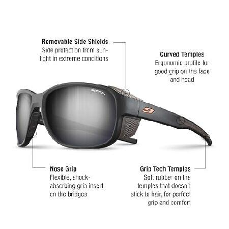 Julbo Montebianco 2 Glacier サングラス 男女兼用 フォトクロミックレンズ 登山家 ハイキング スキー 雪旅行 100% UV， ブラック/オレンジ， L_1