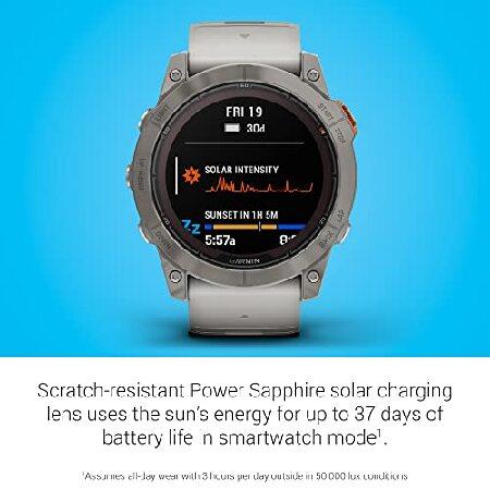 Garmin f〓nix 7X Pro Sapphire Solar, Multisport GPS Smartwatch, Built-in Flashlight, Solar Charging Capability, Fog Gray/Ember Orangeの画像