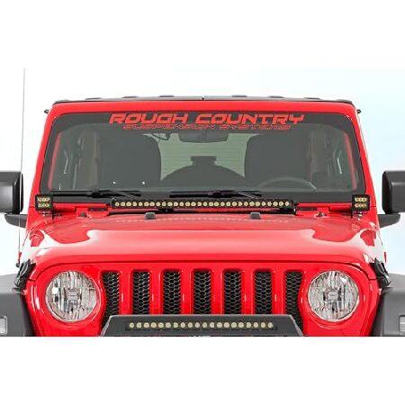 Rough Country Dual 2" LED Light Kit for Jeep Wrangler JL ＆ Gladiator JT (2018-2025) - Lower Windshield Mount， 80W Spectrum Series， 9，600 Lumens， Wide
