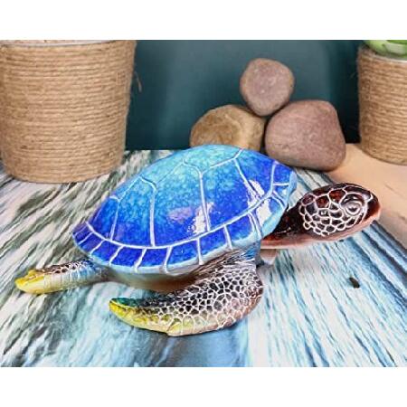 Ebros Gift 航海 カラフルな色合いの青い貝殻 巨大なウミガメ 泳ぐボブルヘッドフィギュア 5.75インチ L 爬虫類 カメ 装飾 へまの頭 置物 ホーム＆オフィスの装_2