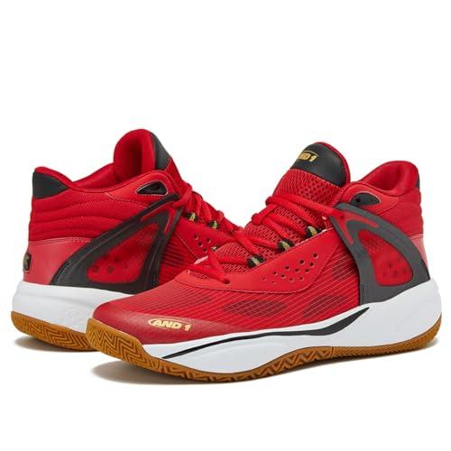 今季ブランド AND1 Revel Mid Men’s Basketball Shoes， Indoor or Outdoor Basketball Sneakers for Men， Street or Court - Red， 8.5 Medium