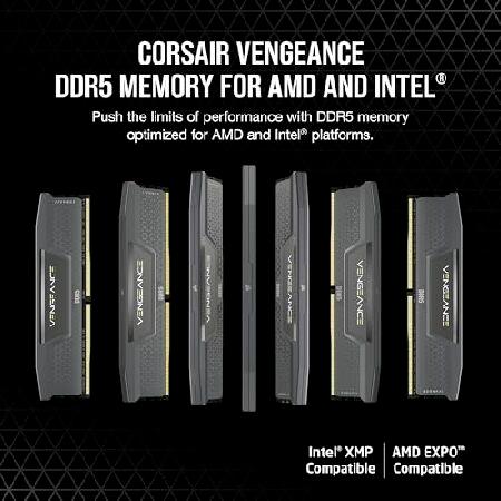 CORSAIR DDR5-6000MHz デスクトップPC用メモリ VENGEANCE DDR5シリーズ (PC5-48000) AMD EXPO Intel XMPメモリキット 32GB ブラック [16GB×2枚] CMK32GX5M2B600_1