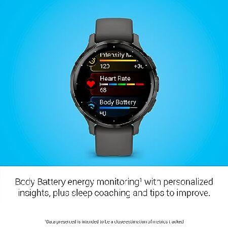 Garmin Venu 3S Slate Stainless Steel Bezel 1.2-Inch AMOLED Touchscreen Display Smart Watch with 41mm Pebble Gray Case and Silicone Band_3