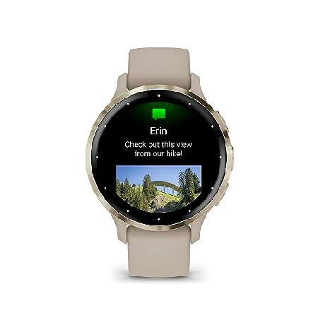 Garmin Venu 3S Soft Gold Stainless Steel Bezel 1.2-Inch AMOLED Touchscreen Display Smart Watch with 41mm French Gray Case and Silicone Band_1