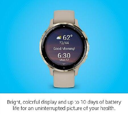 Garmin Venu 3S Soft Gold Stainless Steel Bezel 1.2-Inch AMOLED Touchscreen Display Smart Watch with 41mm French Gray Case and Silicone Band_2