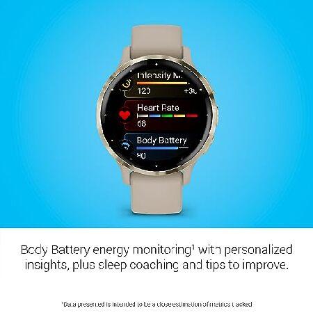 Garmin Venu 3S Soft Gold Stainless Steel Bezel 1.2-Inch AMOLED Touchscreen Display Smart Watch with 41mm French Gray Case and Silicone Band_3