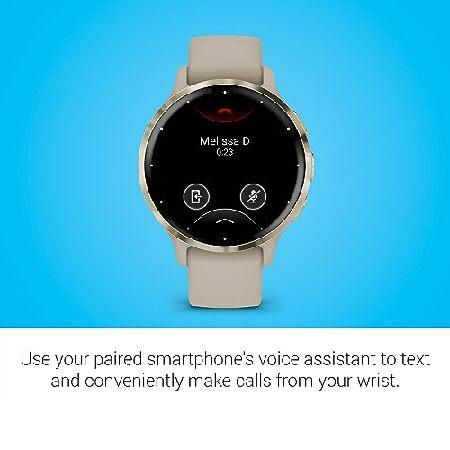 Garmin Venu 3S Soft Gold Stainless Steel Bezel 1.2-Inch AMOLED Touchscreen Display Smart Watch with 41mm French Gray Case and Silicone Band_5