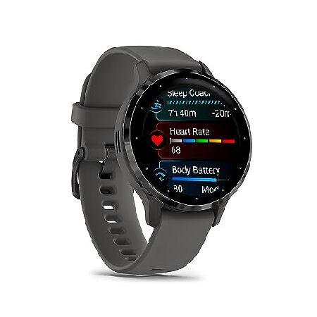 Garmin 010-02785-00 Venu 3S Health Fitness GPS Smartwatch Steel Bezel with Pebble Gray Case (41mm) Bundle with Workout Sport Towel and Deco Essentialsの画像