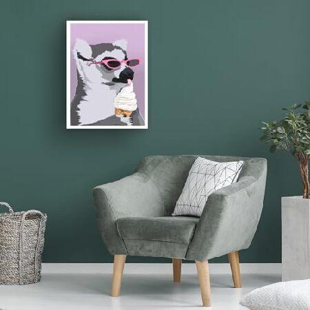 Trademark Fine Art キャンバスウォールアート - Bykammille 'Jugdy Lemur With Icecream'ウォールアート リビングルーム、ベッドルーム、オフィス装飾用の画像
