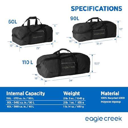 Eagle Creek No Matter What ダッフルバッグ - 頑丈で防水 ロック可能 クラシック バータック補強 ストームフラップ 個別収納ポーチ付き， ブラック， 60L， EC0204