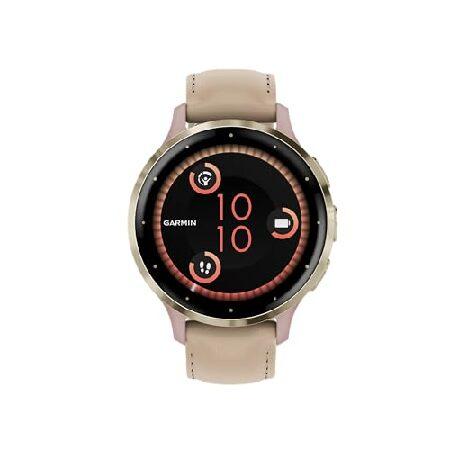 Garmin Venu 3S Advanced Fitness and Health Tracker Smart Watch Soft Gold Stainless Steel Bezel with Dust Rose Case 41MM Silicone and 1.2 Inch AMOLED Tの画像