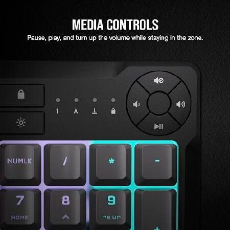 Corsair K55 CORE RGB メンブレン 有線ゲーミングキーボード - 静音 レスポンシブスイッチ - こぼれ防止 - テンゾーンRGB - メディアキー - iCUE対応 - QWERTY N_2