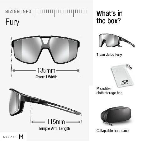 Julbo Fury パフォーマンスサングラス、マットホワイト/半透明グレーフレーム - REACTIV 1-3 ハイコントラスト ローズレンズ ブルーミラー付きの画像