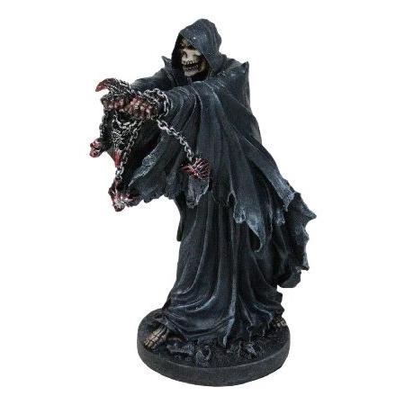 Ebros Gift The Boogeyman Black Death Grim Reaper with Chains Carved Knuckles Game Over Figurine Angel of Death As Ossuary Home Decor Eternal Death_2