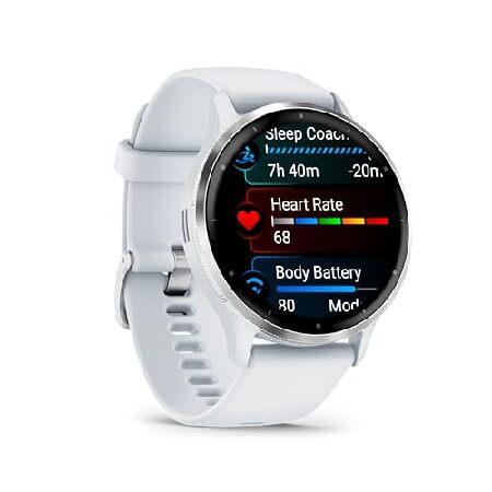 Garmin Venu 3 Advanced Fitness and Health Tracker Smart Watch with Silver Stainless Steel Bezel and 45 Mm Whitestone Case ＆ Silicone Band, 1.4 Inch Aの画像