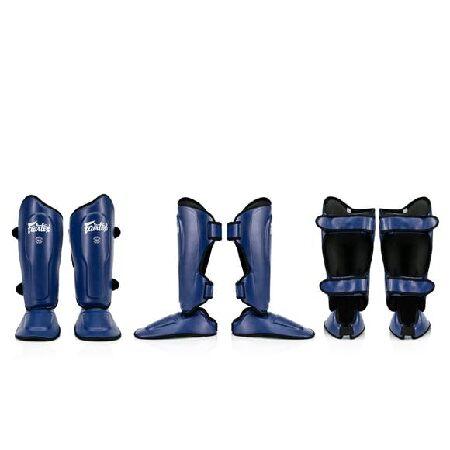 Fairtex SP9 ウルトラエルゴシンパッド | ムエタイ キックボクシング シンガード Syntekレザー製 (ブルー S)の画像