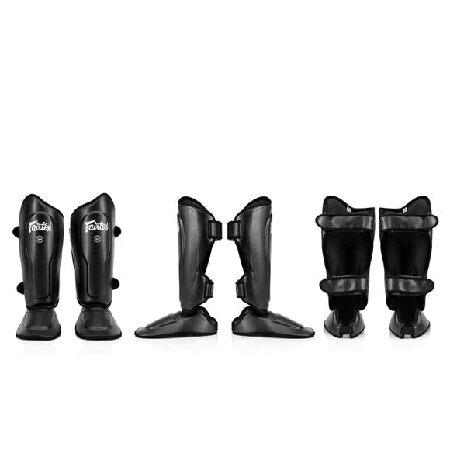 Fairtex SP9 Ultra Ergo Shin Pads | Muay Thai, Kickboxing Shin Guards Made with Syntek Leather (Black, Extra Large)の画像