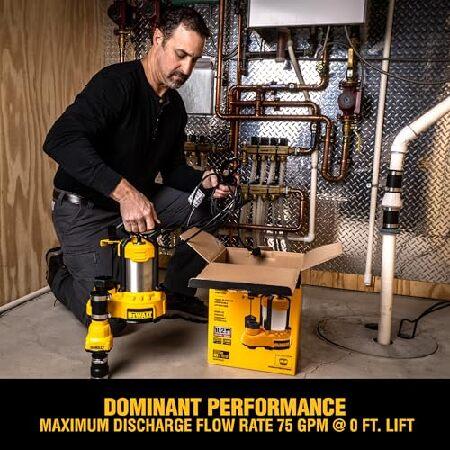 DEWALT DXWP62383 1/3-HP ステンレススチール/鋳鉄水中自動排水ポンプ - 垂直フロート_1
