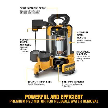 DEWALT DXWP62383 1/3-HP ステンレススチール/鋳鉄水中自動排水ポンプ - 垂直フロート_3