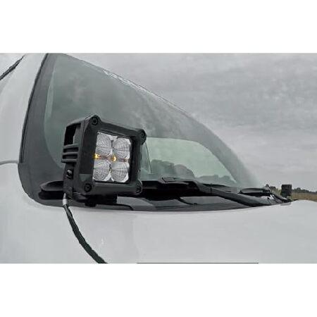 Rough Country Dual 2\" LED Ditch Light Kit for Toyota 4Runner (2010-2024) - (2) 2-in Black Series LED Cubes, Flood Beamの画像