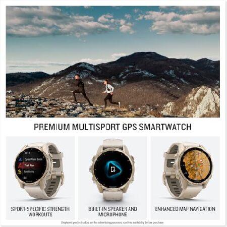 Garmin f?nix(R) 8 - 43mm, AMOLED, Sapphire, Premium Multisport GPS Smartwatch, Long-Lasting Battery Life, Dive-Rated, Built-in LED Flashlight, Soft Goの画像