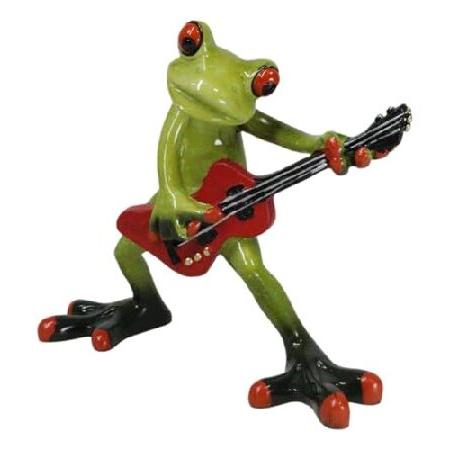 Ebros Gift Rock Band Musician Toad Rocker Green Frog Playing The Electric Guitar Figurine Rock and Roll Heavy Metal Music Frogs Lovers Collectible_1