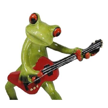 Ebros Gift Rock Band Musician Toad Rocker Green Frog Playing The Electric Guitar Figurine Rock and Roll Heavy Metal Music Frogs Lovers Collectible_2
