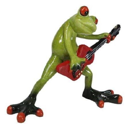 Ebros Gift Rock Band Musician Toad Rocker Green Frog Playing The Electric Guitar Figurine Rock and Roll Heavy Metal Music Frogs Lovers Collectible_4