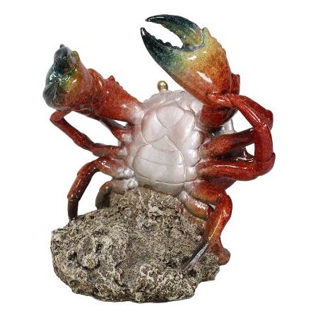 Ebros Gift マリンシーフード甲殻類像 海岸 巨大石カニ ブラックピンサーエンドチップ付き ワインボトルホルダー キャディ 置物 ホーム キッチン ダイニング パの画像