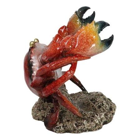 Ebros Gift マリンシーフード甲殻類像 海岸 巨大石カニ ブラックピンサーエンドチップ付き ワインボトルホルダー キャディ 置物 ホーム キッチン ダイニング パの画像