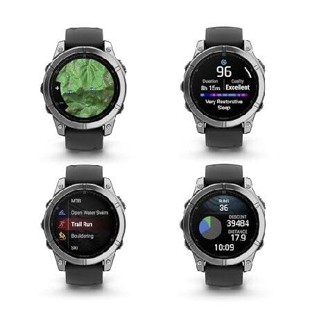 Garmin Fenix E 47MM AMOLED Premium Multisport GPS Smartwatch, 16 Days Long-Lasting Battery Life, Stainless Steel with Black Silicone Band, Fitness ＆の画像