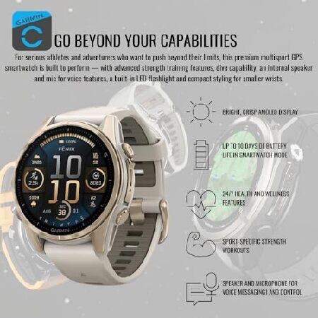 Garmin Fenix 8 43mm GPS Smartwatch (Fog Gray and Sandstone) Bundle with Waterproof Hard Case (Black) and Focus Camera Charger Stand Smartwatches (3 Itの画像