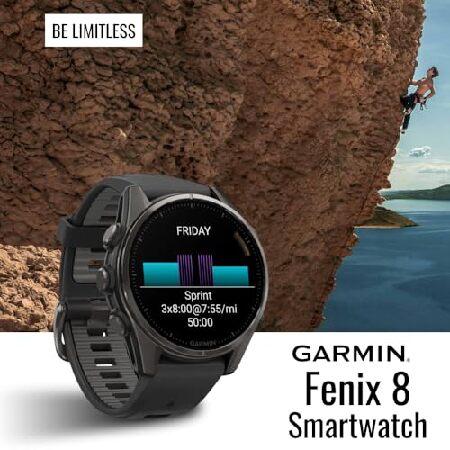 Garmin Fenix 8 43mm GPS Smartwatch (Carbon Gray DLC Titanium and Black-Pebble Gray) Bundle with Charger Stand and Cable, Screen Protector, and Chargerの画像