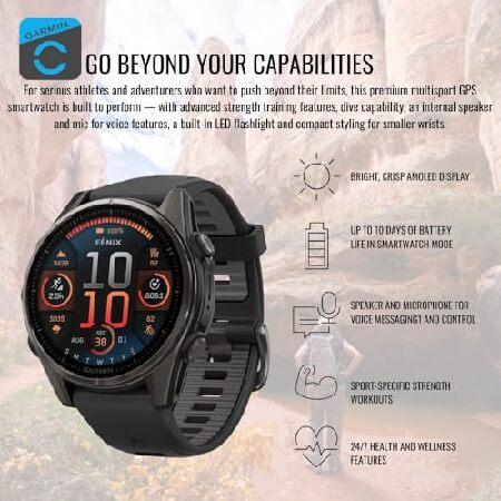 Garmin Fenix 8 43mm GPS Smartwatch (Carbon Gray DLC Titanium and Black-Pebble Gray) Bundle with Charger Stand and Cable, Screen Protector, and Chargerの画像