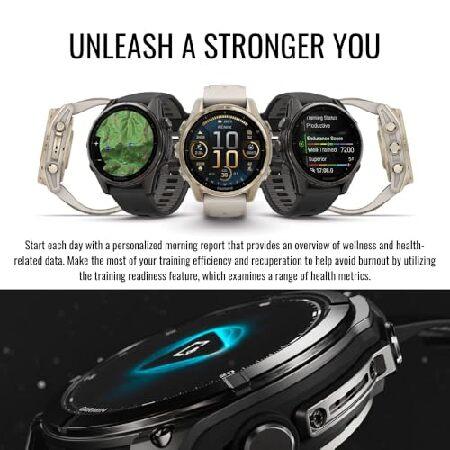 Garmin Fenix 8 43mm GPS Smartwatch (Carbon Gray DLC Titanium and Black-Pebble Gray) Bundle with Charger Stand and Cable, Screen Protector, and Chargerの画像
