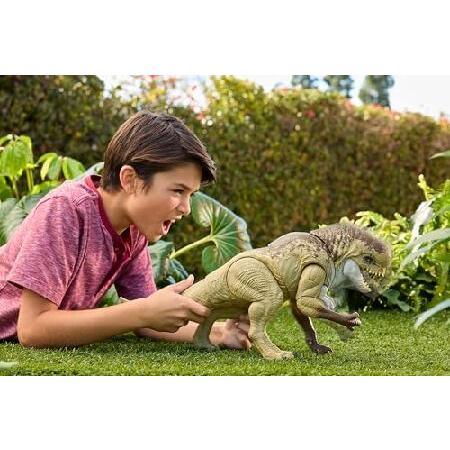 Mattel Jurassic World Rebirth Distortus Rex Rumble N Rampage Dinosaur Action Figure 22 Inch with 2 Attack Actions， Content-Accurate， Digital Play_1